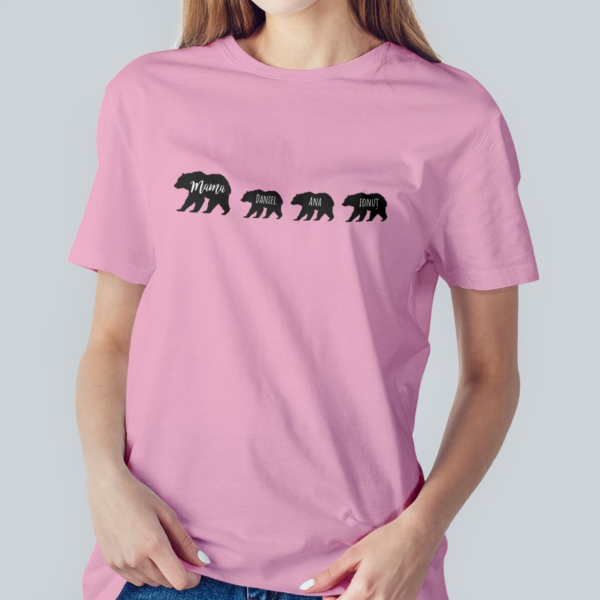 T-shirt met eigen tekst - Beer en 3 welpjes