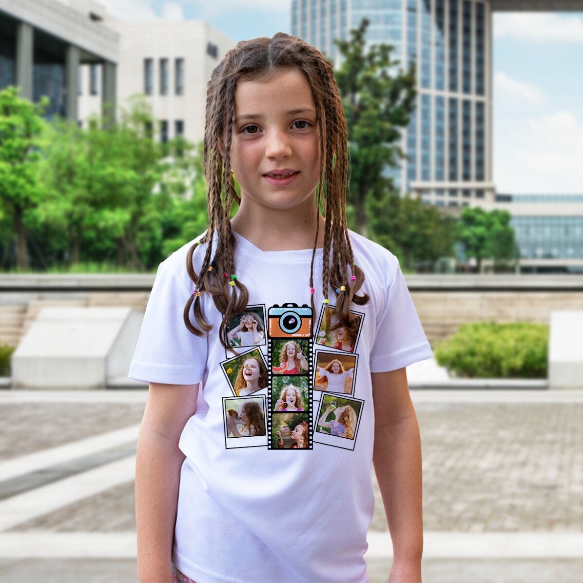 Sportshirt voor kinderen, gepersonaliseerd met 9 foto’s