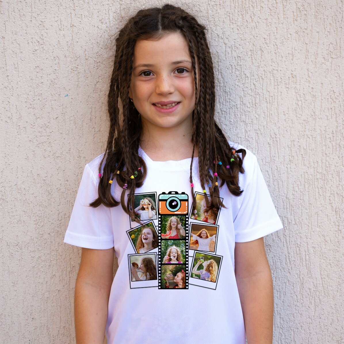 Sportshirt voor kinderen, gepersonaliseerd met 9 foto’s