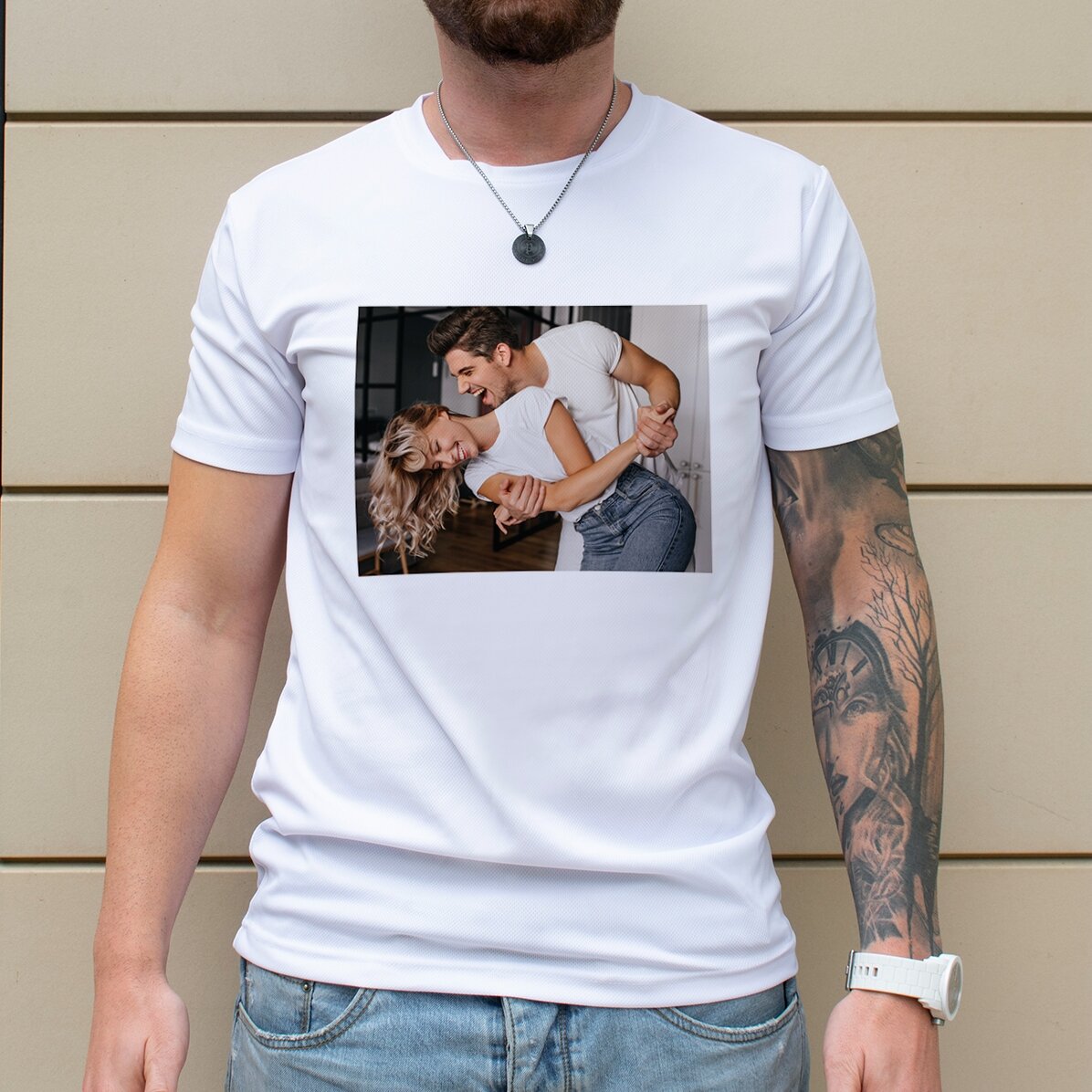 Gepersonaliseerd sportshirt met landschapsfoto