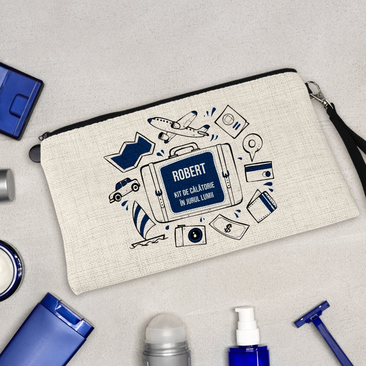 Gepersonaliseerde accessoire-set met tekst - Rond de wereld