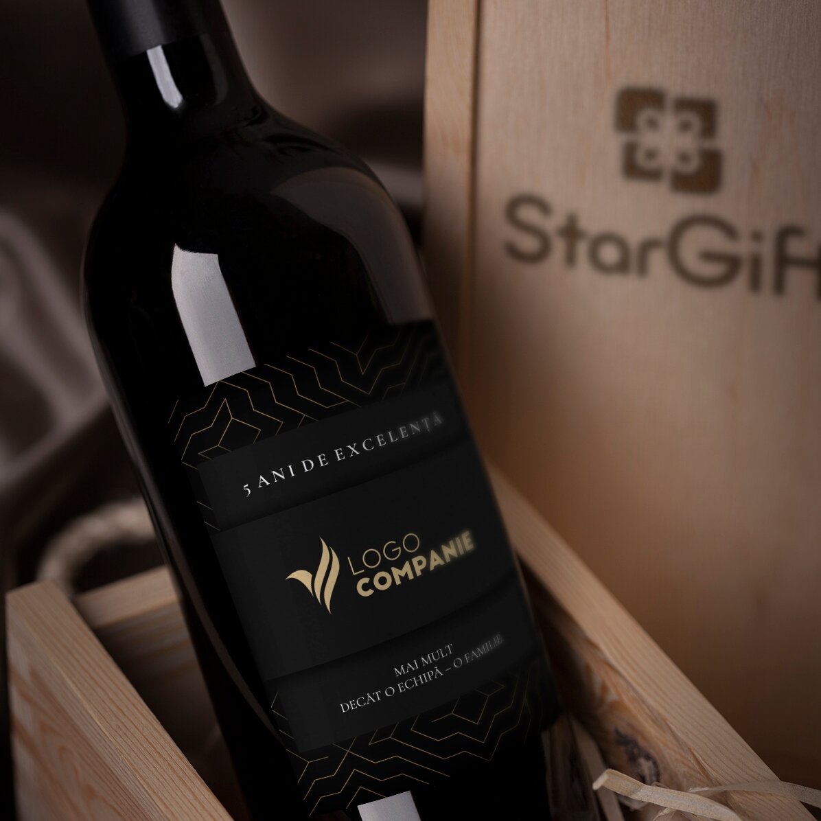 Vin personnalisé avec logo et texte