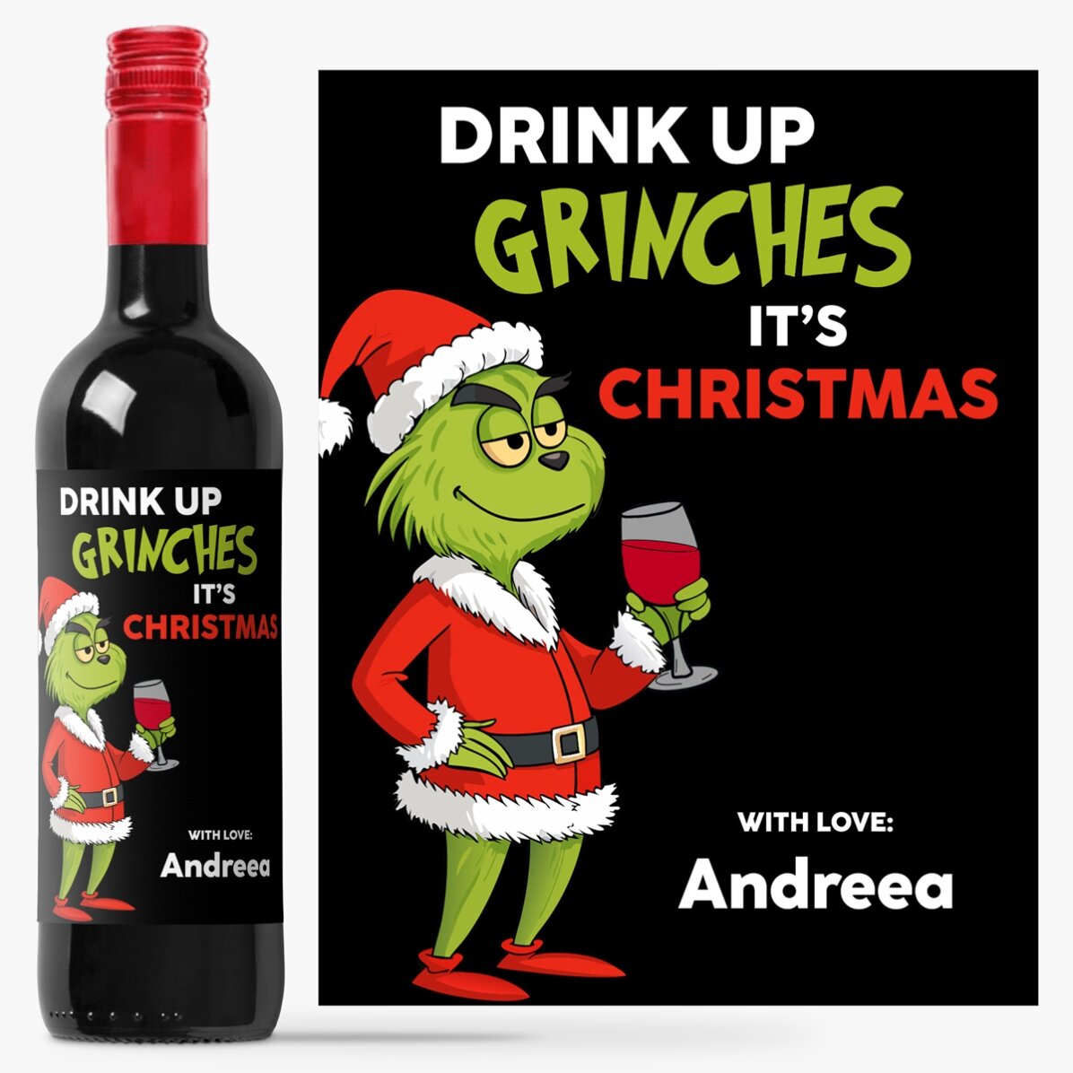Vin personnalisé avec message - Le Grinch