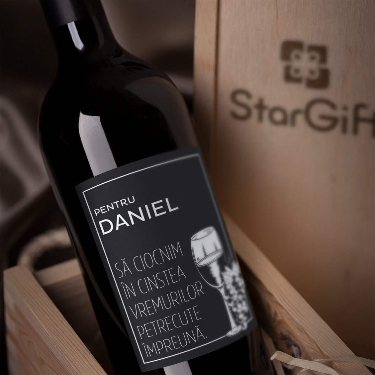 Vin personnalisé avec un message - Au revoir
