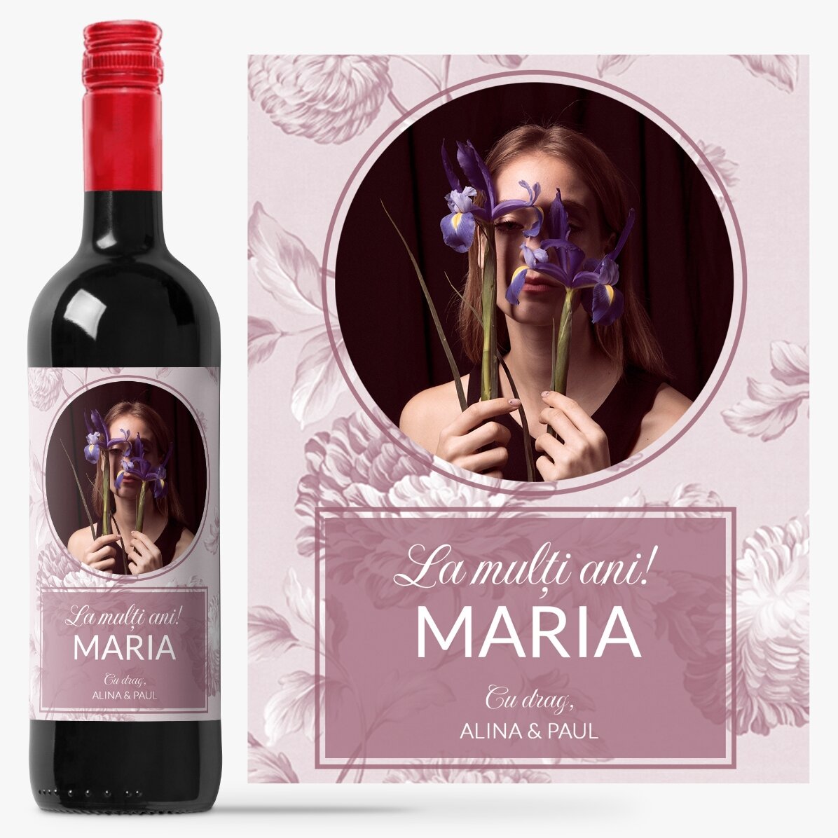 Vin personnalisé avec une photo et un message - Fête