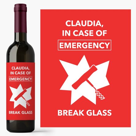 Wijn met gepersonaliseerde tekst - Emergency