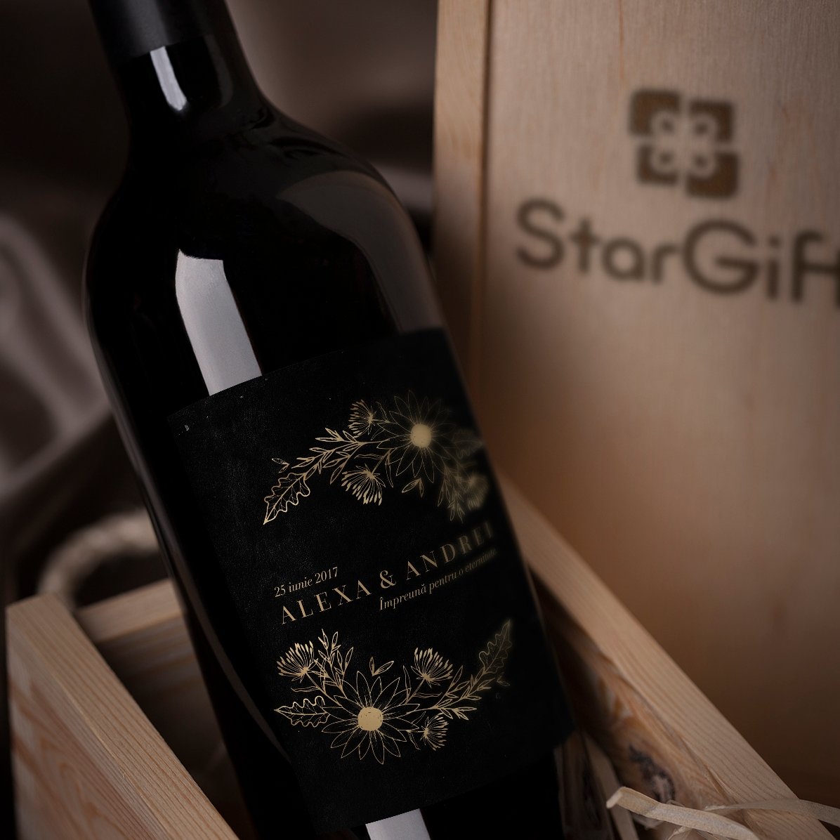 Vin personnalisé avec un message - Fleurs d