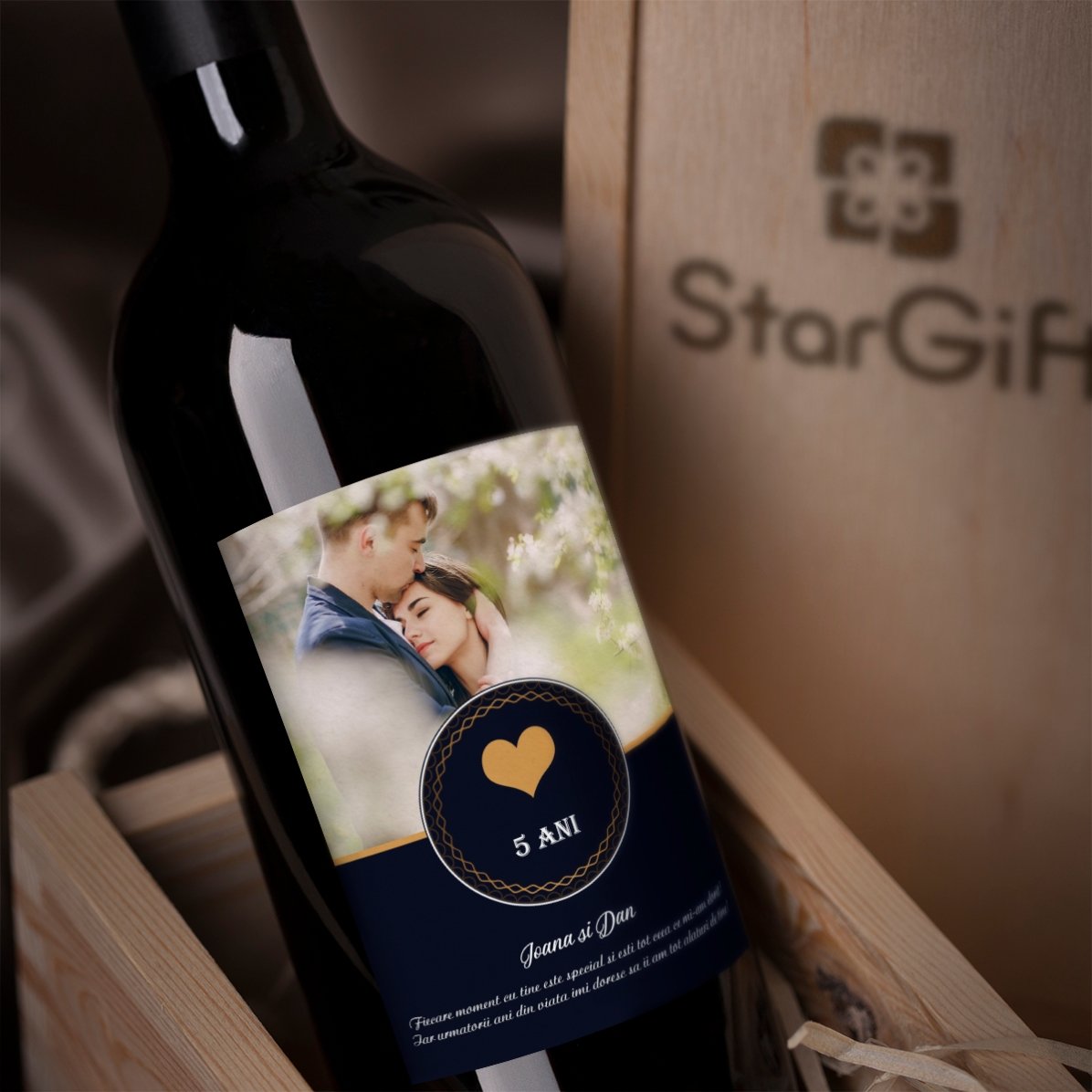 Vin personnalisé avec photo et texte - Moments