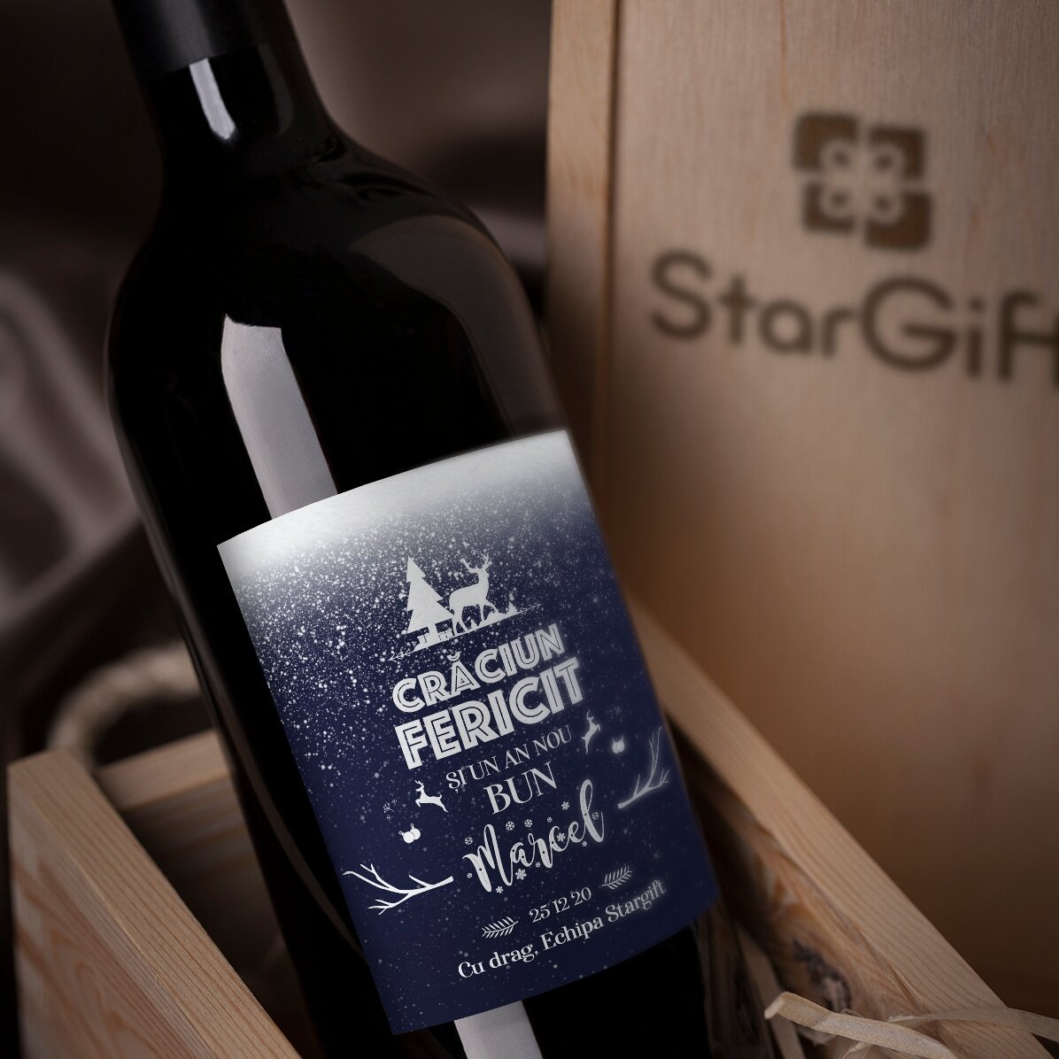 Wijn met gepersonaliseerde tekst - Snowing night