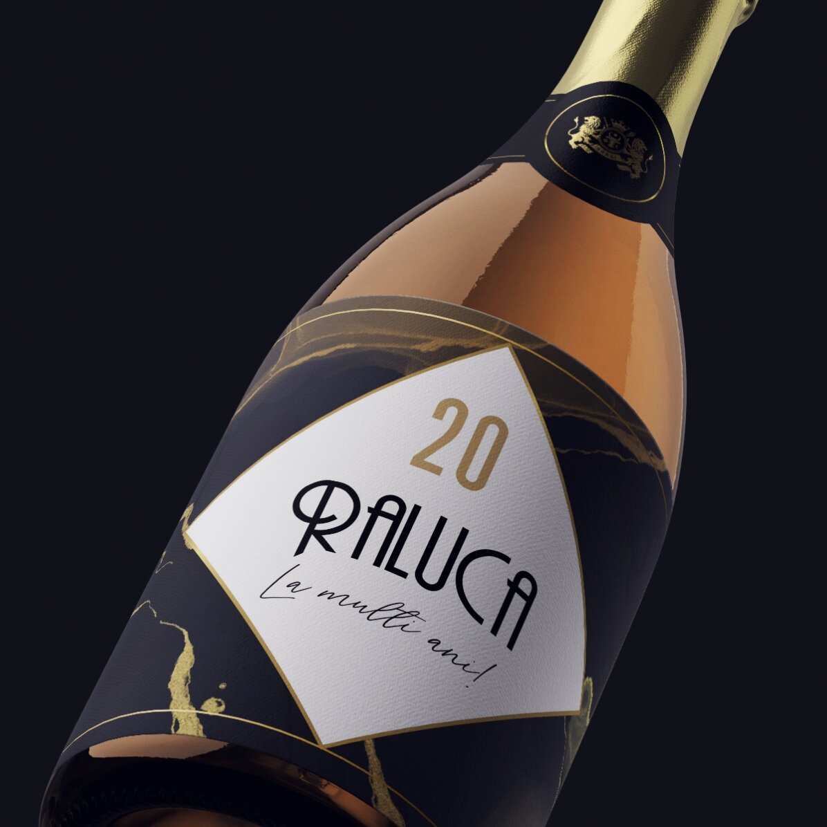 Vin mousseux personnalisé avec un message - Abstract gold