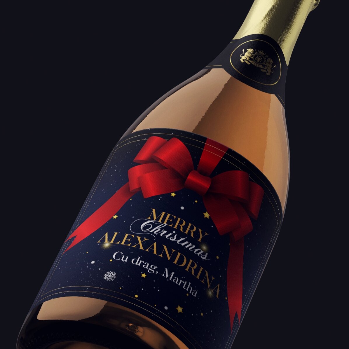Mousserende wijn met gepersonaliseerde tekst - Glamorous Christmas