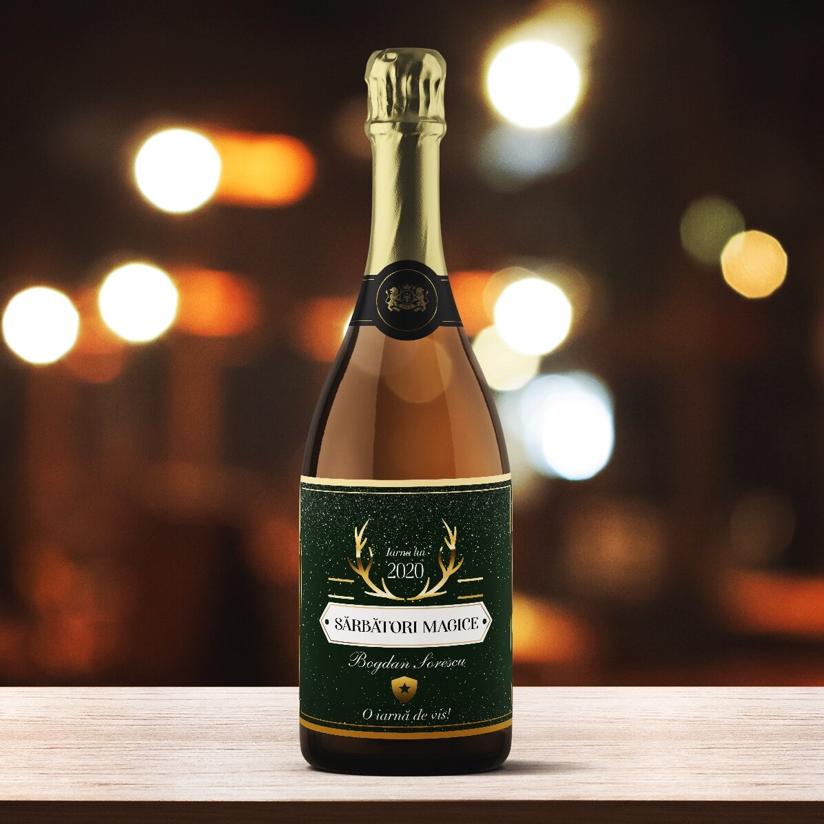 Vin mousseux personnalisé avec un message - Golden Antlers