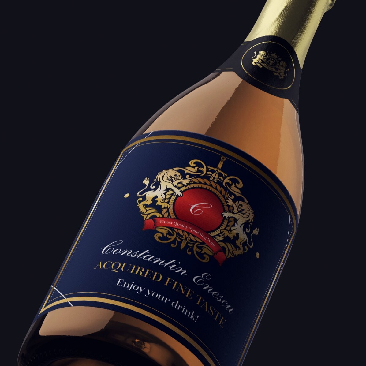 Mousserende wijn met gepersonaliseerde tekst - Heraldry