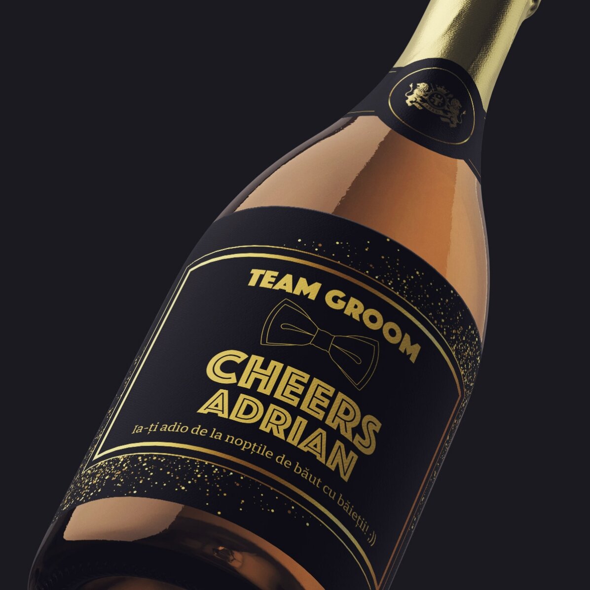 Mousserende wijn met gepersonaliseerde tekst voor het vrijgezellenfeest - Cheers