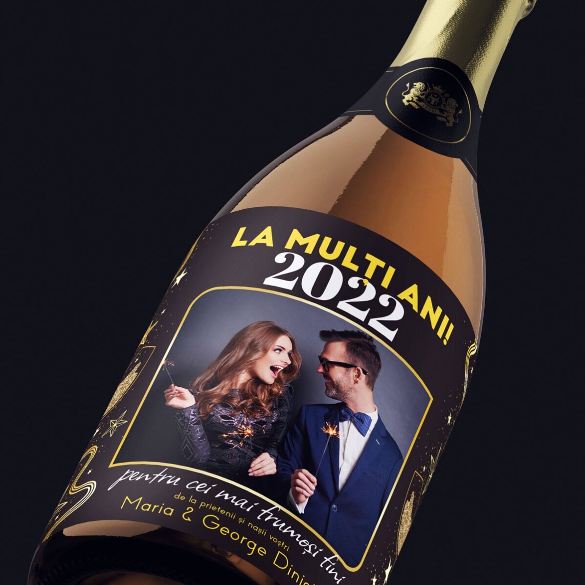 Mousserende wijn met persoonlijke tekst en foto - Van harte gefeliciteerd! 2024