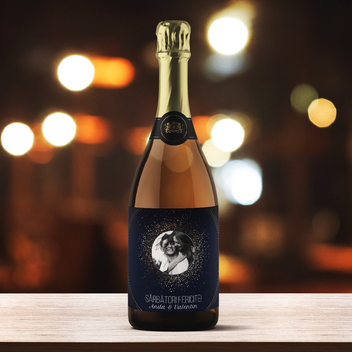 Vin mousseux personnalisé avec texte et photo - Sparks of Joy