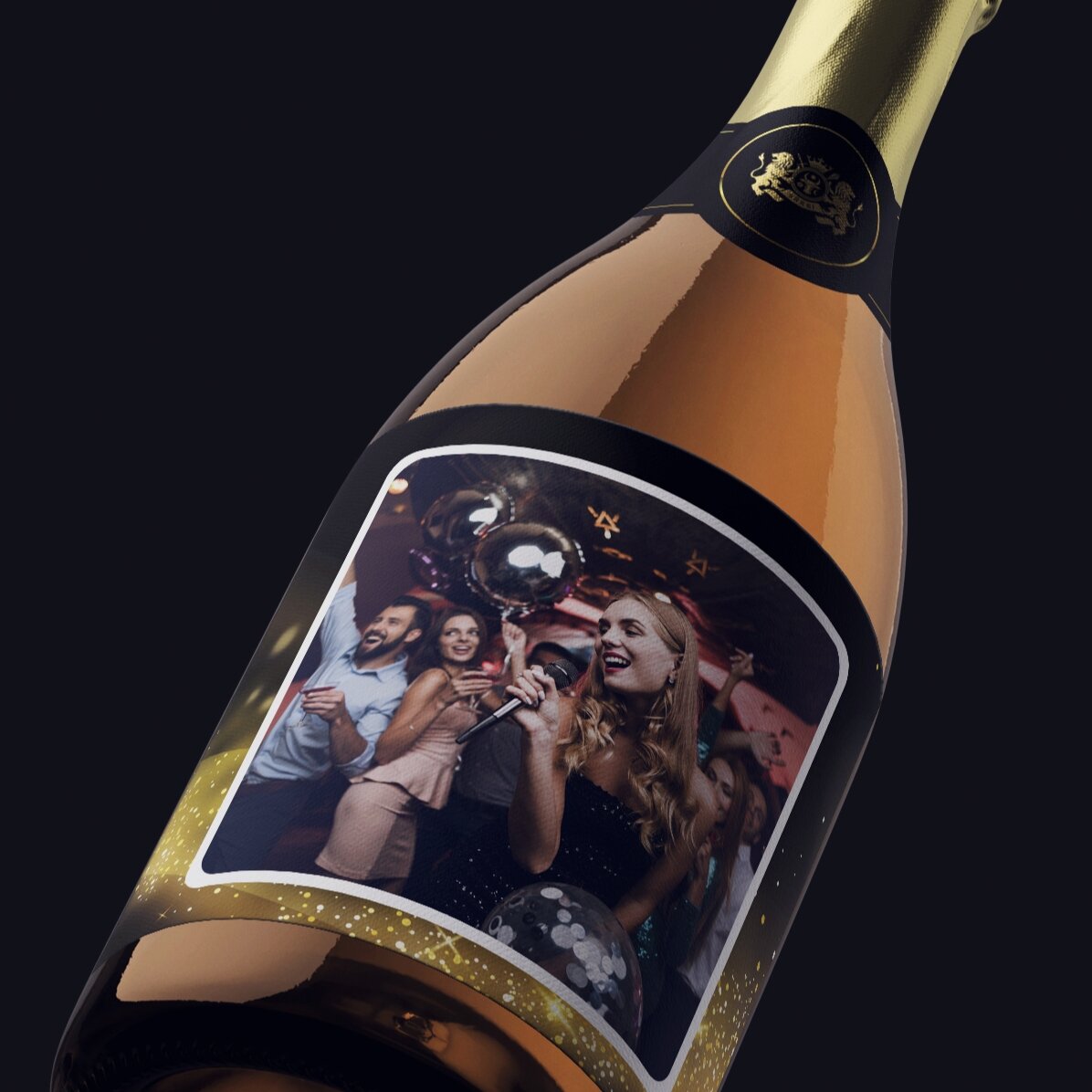 Mousserende wijn met een persoonlijke foto - Gold