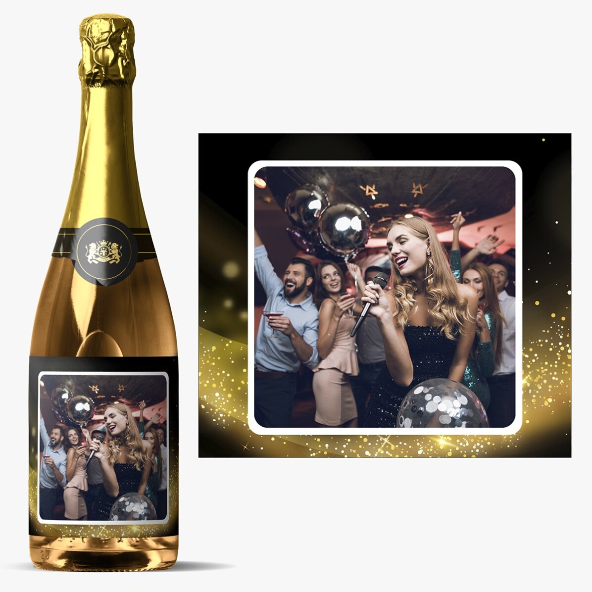 Mousserende wijn met een persoonlijke foto - Gold